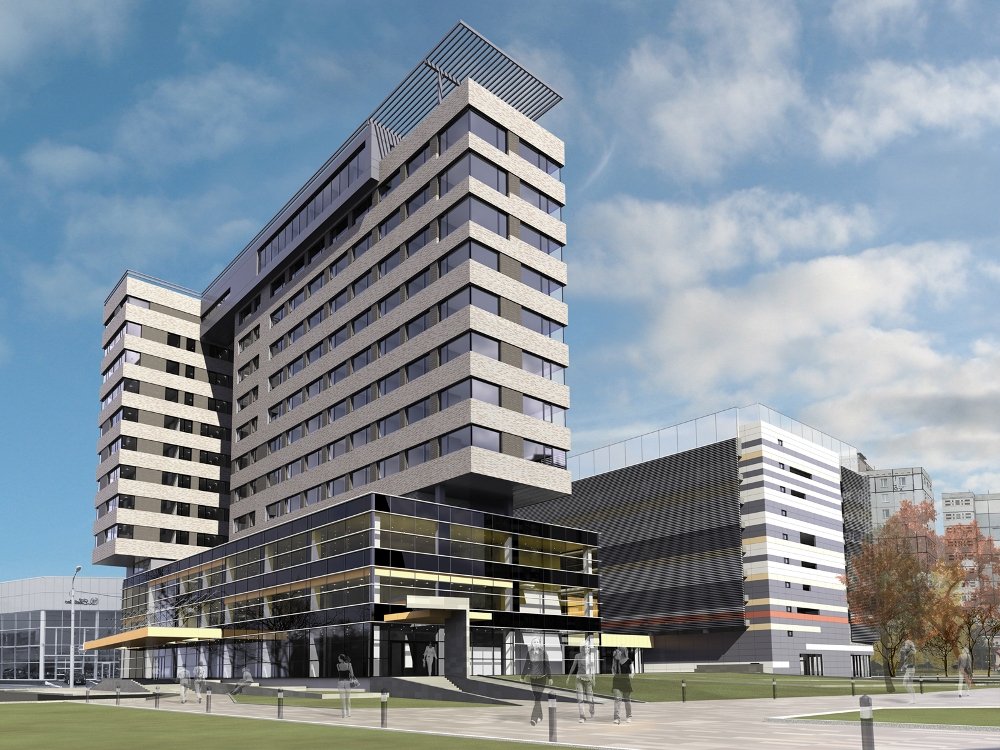 Архитектурный проект «Гостиница на 200 мест и многоуровневая автостоянка» — Гостиничное обслуживание — г. Уфа, ул. маршала Жукова — проектирование 2008 — МОА